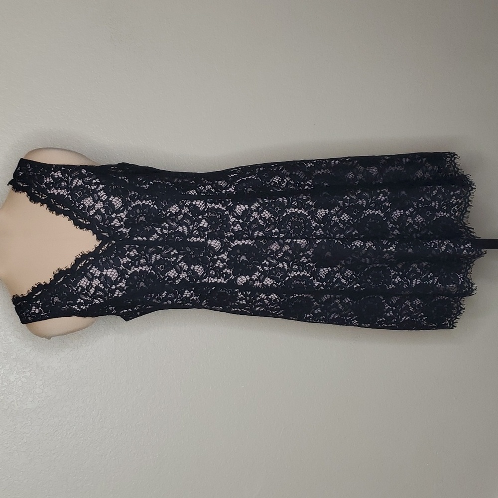 Loft 8 Black Lace V neck Cocktail Dress